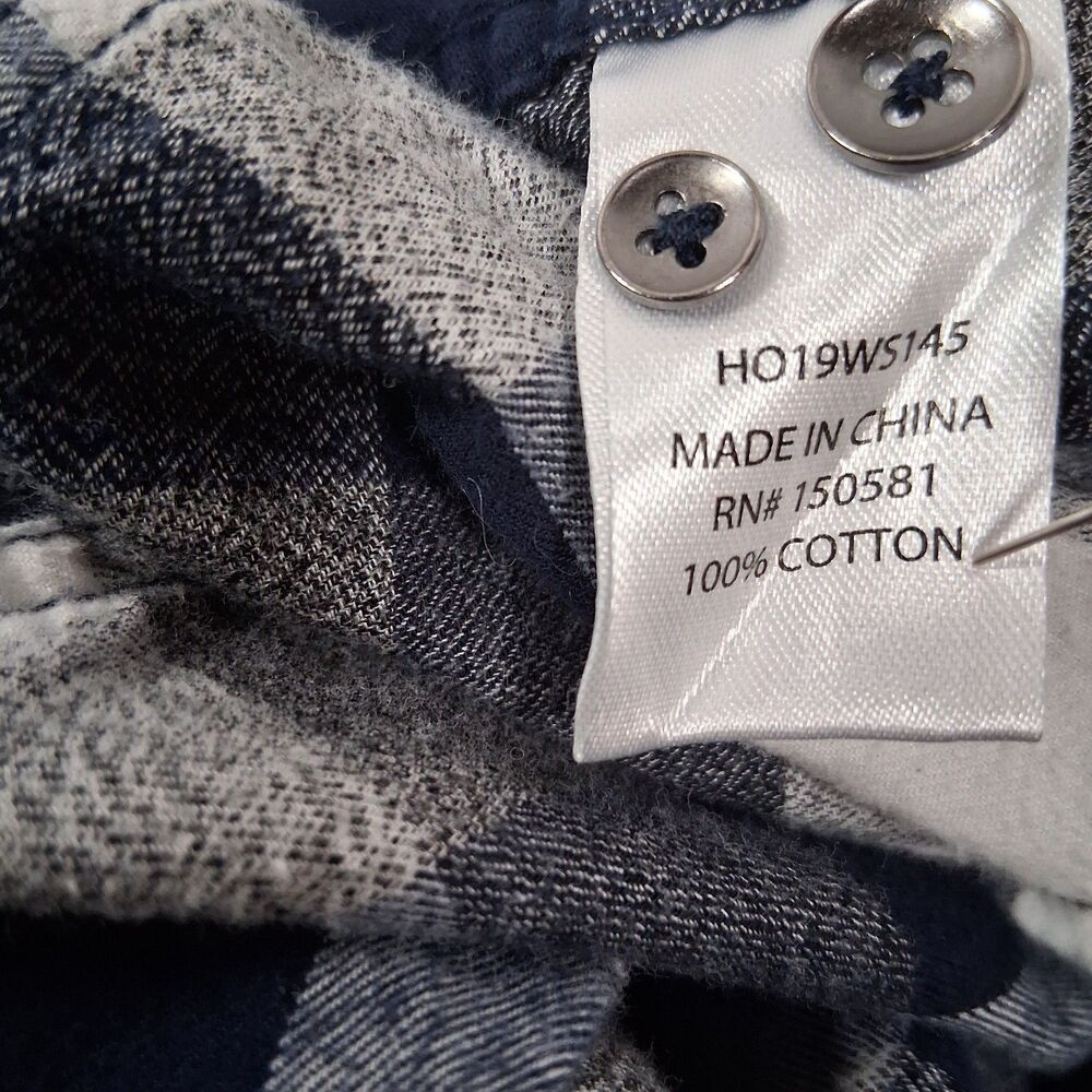 Flag & Anthem Men's XL Long Sleeve Button Up Shirt Blue & Gray Plaid Casual - Picture 5 of 8